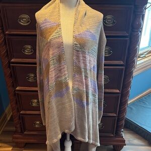 Ralph Lauren Tan and Purple Open Front Cardigan